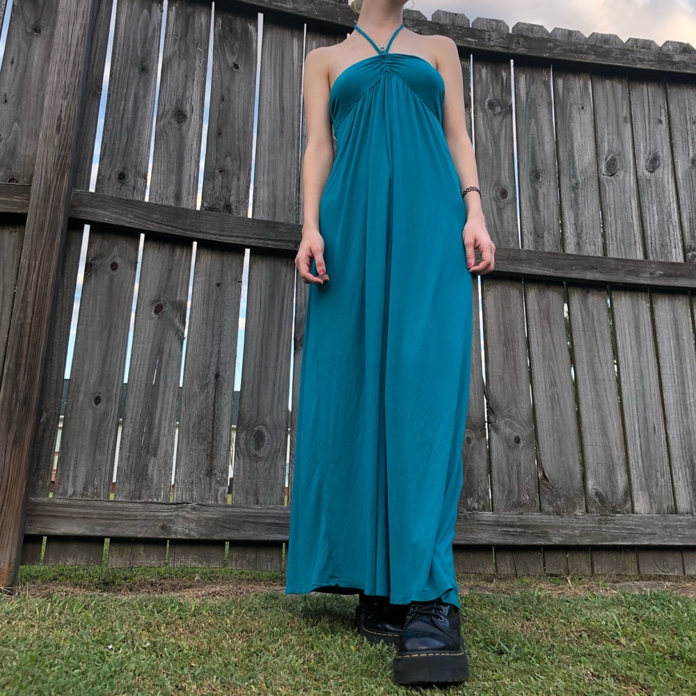 Turquoise Halter Maxi Dress